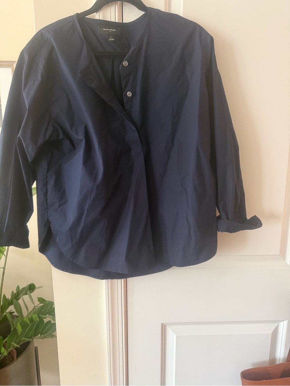 Banana Republic Navy Button-Front Tunic Top